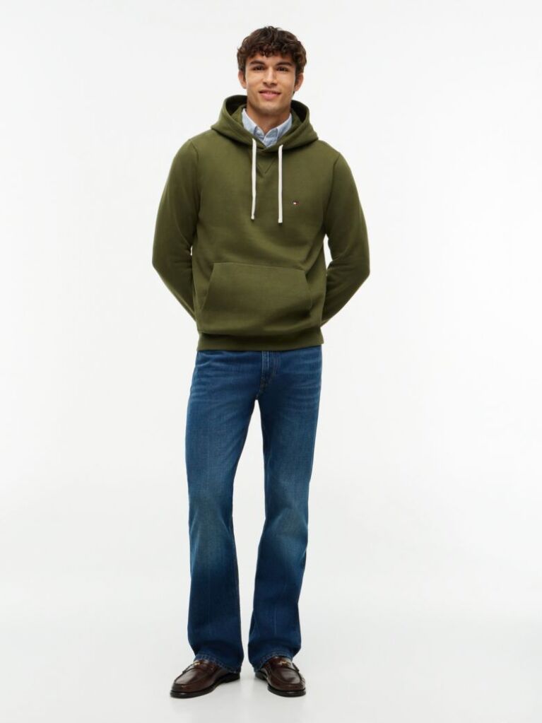 Verde Hanorac Din Fleece Cu Broderie Steag  Barbati