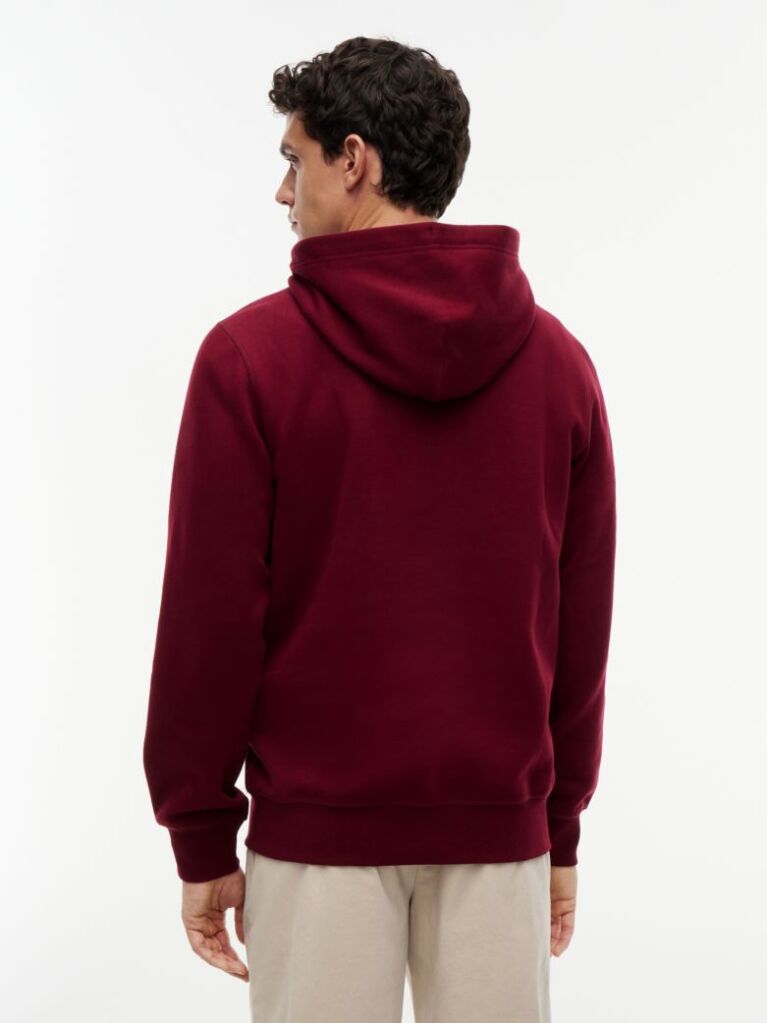 Rosu Hanorac Din Fleece Cu Broderie Steag  Barbati