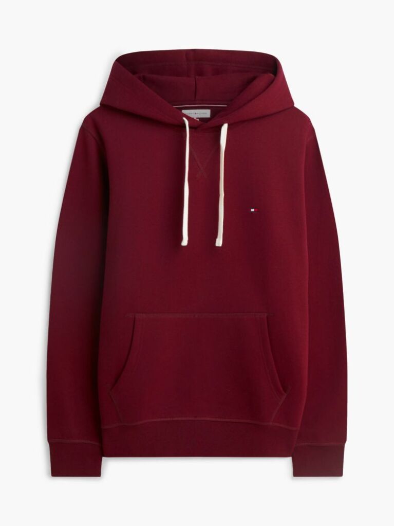 Rosu Hanorac Din Fleece Cu Broderie Steag  Barbati