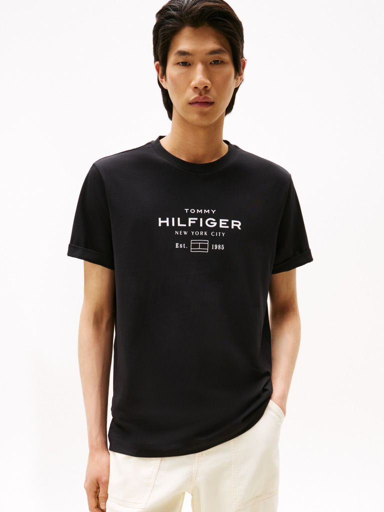 Black Graphic Logo Crew Neck T-Shirt  Men