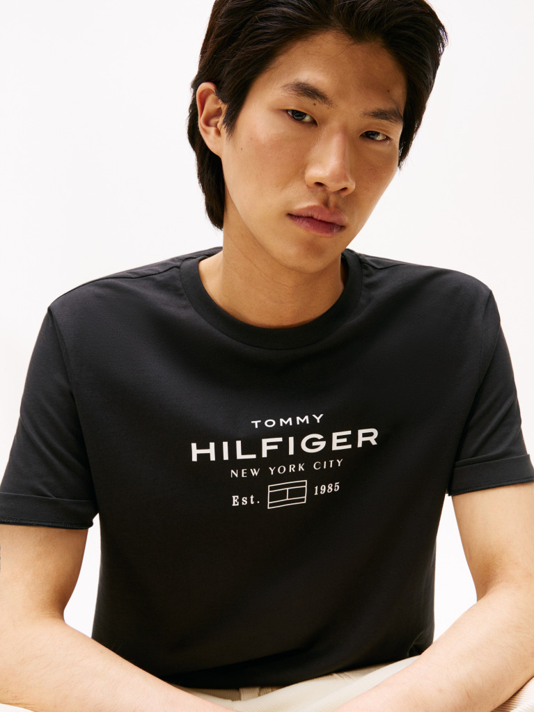 Black Graphic Logo Crew Neck T-Shirt  Men