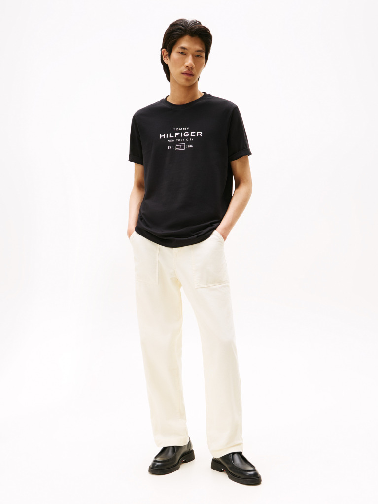 Black Graphic Logo Crew Neck T-Shirt  Men