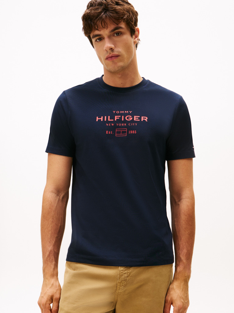 Blue Graphic Logo Crew Neck T-Shirt  Men
