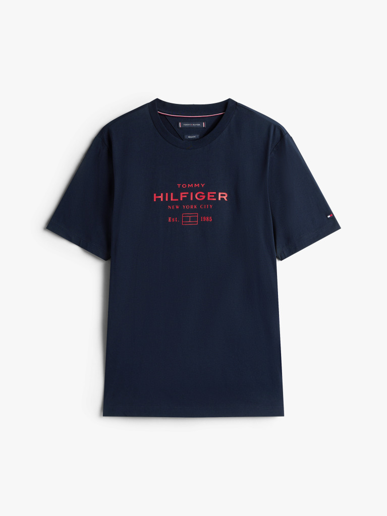 Blue Graphic Logo Crew Neck T-Shirt  Men