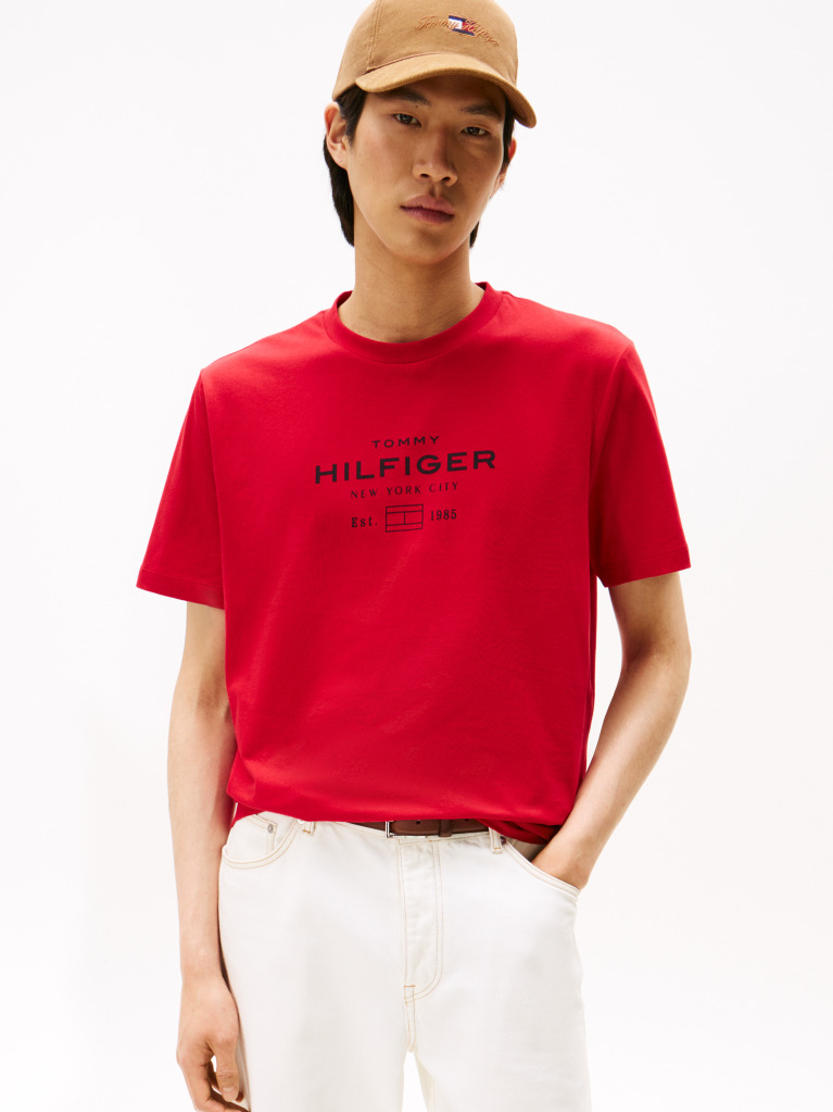 Red Graphic Logo Crew Neck T-Shirt  Men