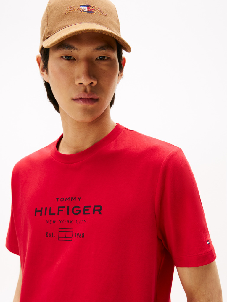 Red Graphic Logo Crew Neck T-Shirt  Men