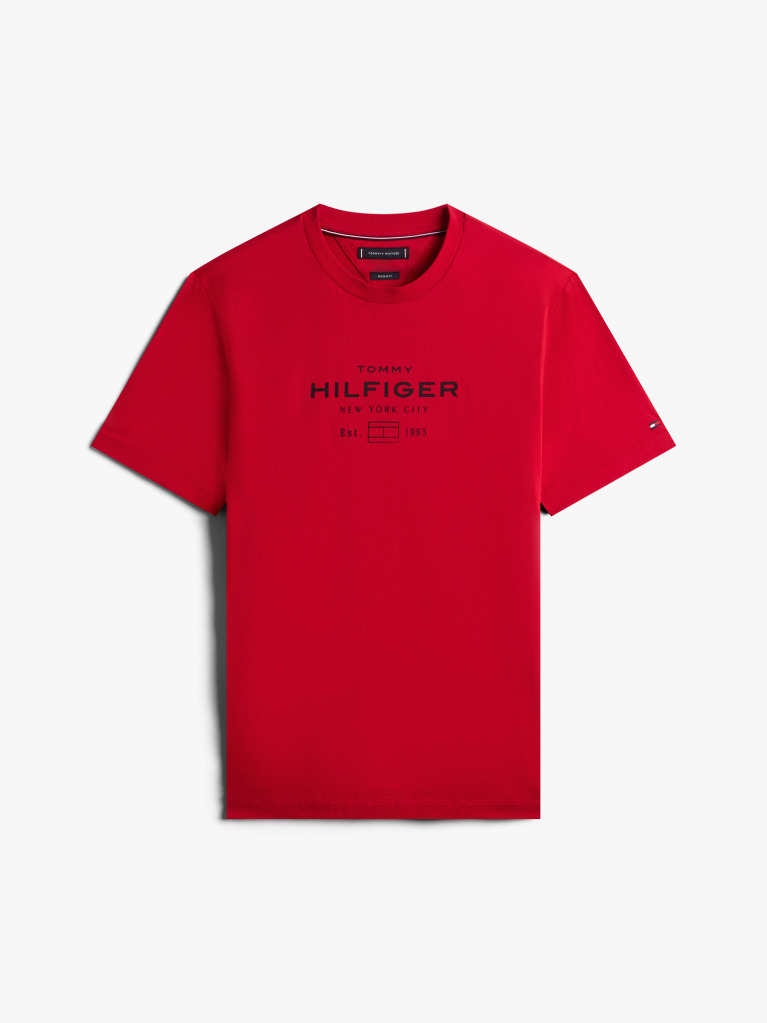 Red Graphic Logo Crew Neck T-Shirt  Men