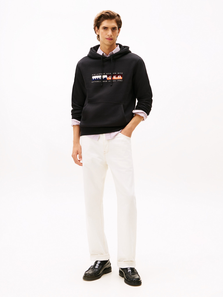 Black TH Colour Block Graphic Hoodie  Men
