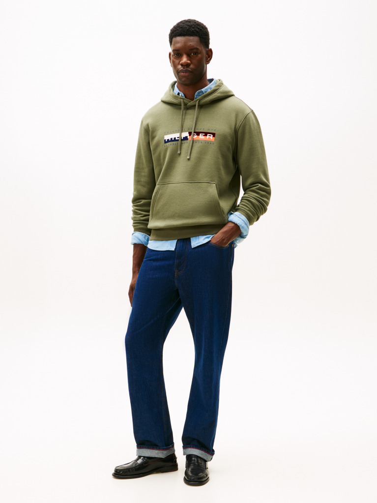 Green TH Colour Block Graphic Hoodie  Men
