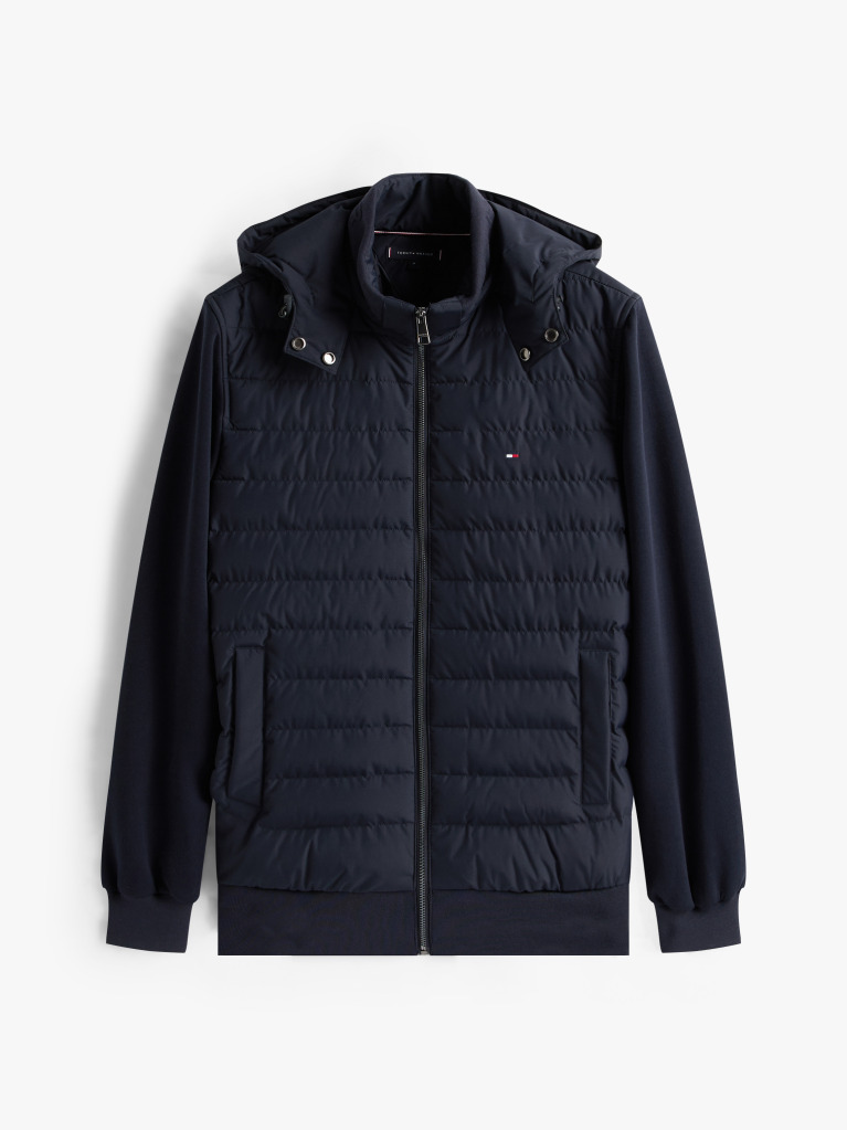 Blue Mixed Panel Zip-Thru Hoody  Men