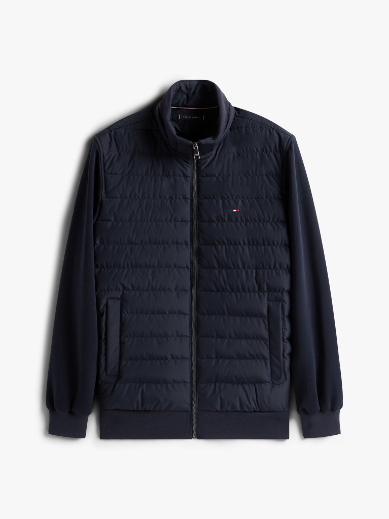 Blue Mixed Panel Zip-Thru Hoody  Men