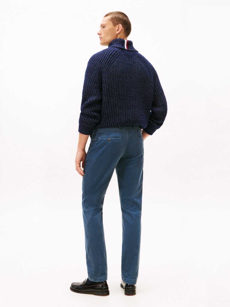 Blue Pantaloni Denton Chino Drepti Din Catifea  Barbati