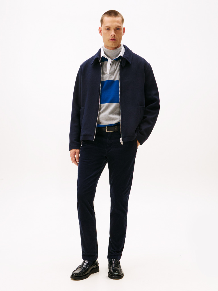 Blue Pantaloni Denton Chino Drepti Din Catifea  Barbati