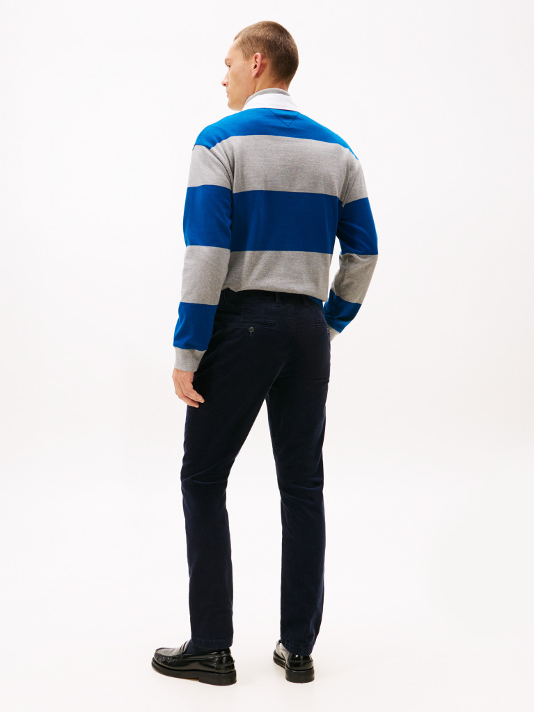 Blue Pantaloni Denton Chino Drepti Din Catifea  Barbati