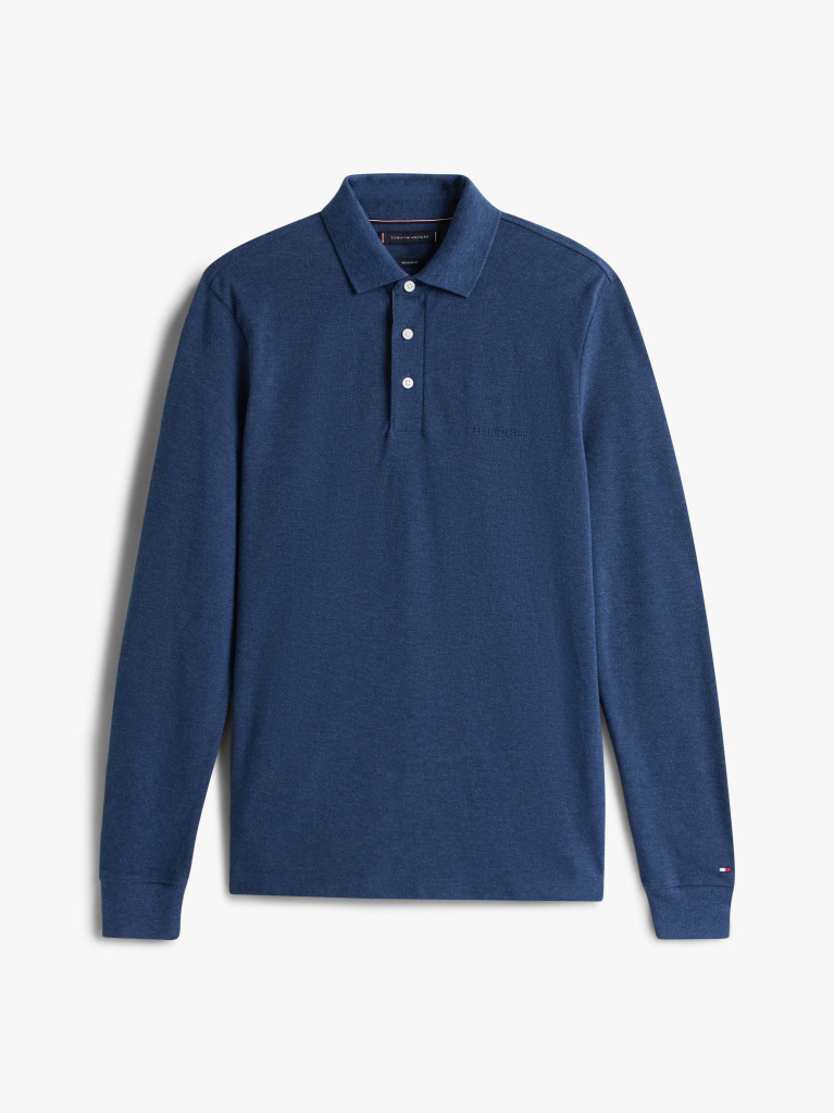 Blue Polo Tonal Reglan Cu Maneca Lunga  Barbati