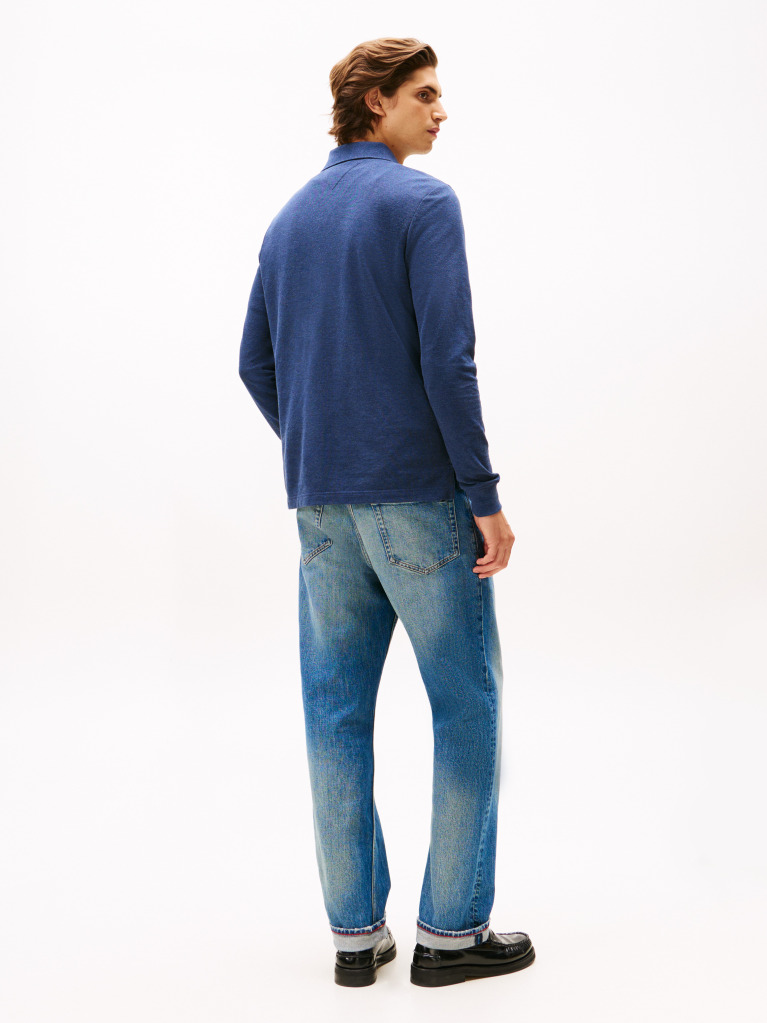 Blue Polo Tonal Reglan Cu Maneca Lunga  Barbati