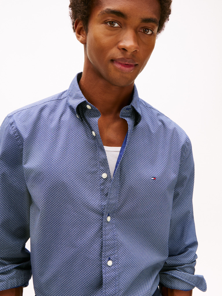 Multi Flex Poplin Regular Micro Print Shirt  Men
