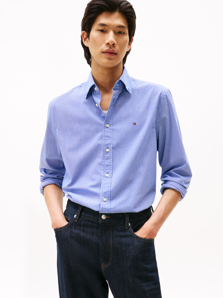 Blue Camasa Regular Gingham TH Flex  Barbati