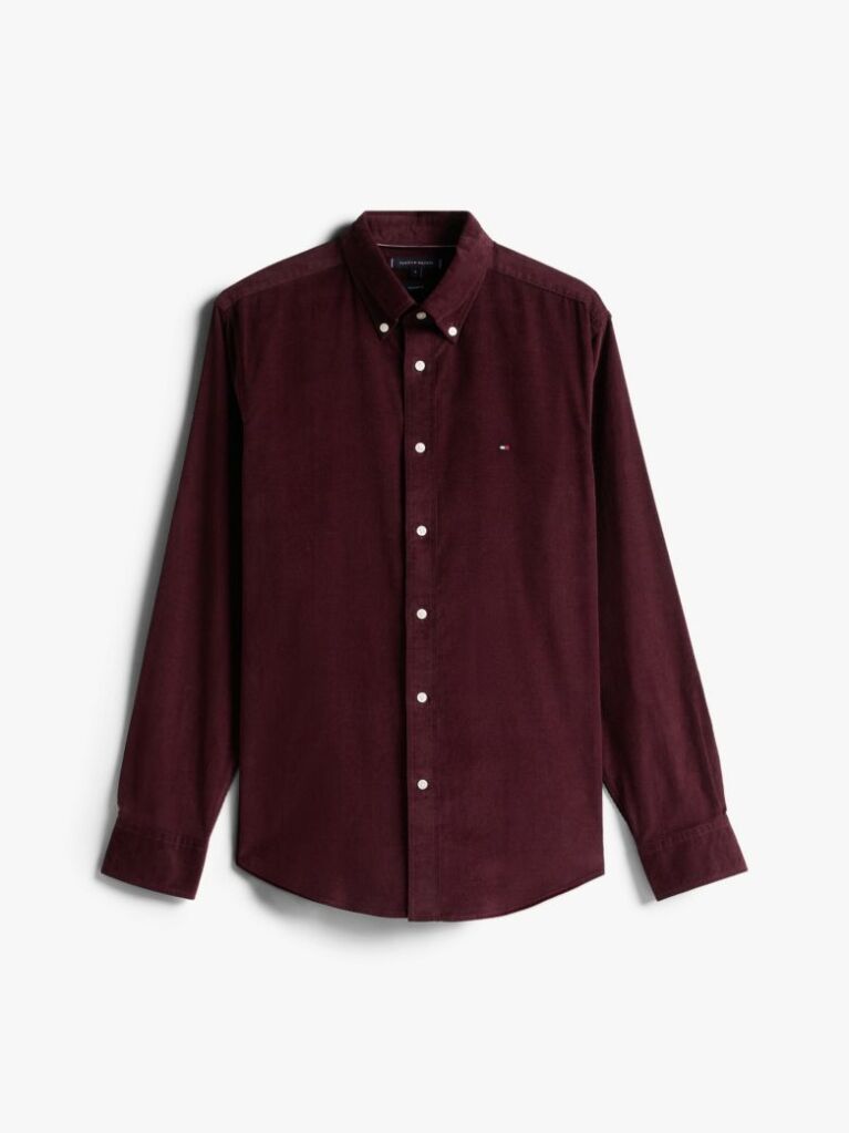 Rosu Camasa Regular Corduroy Cu Broderie Flag  Barbati