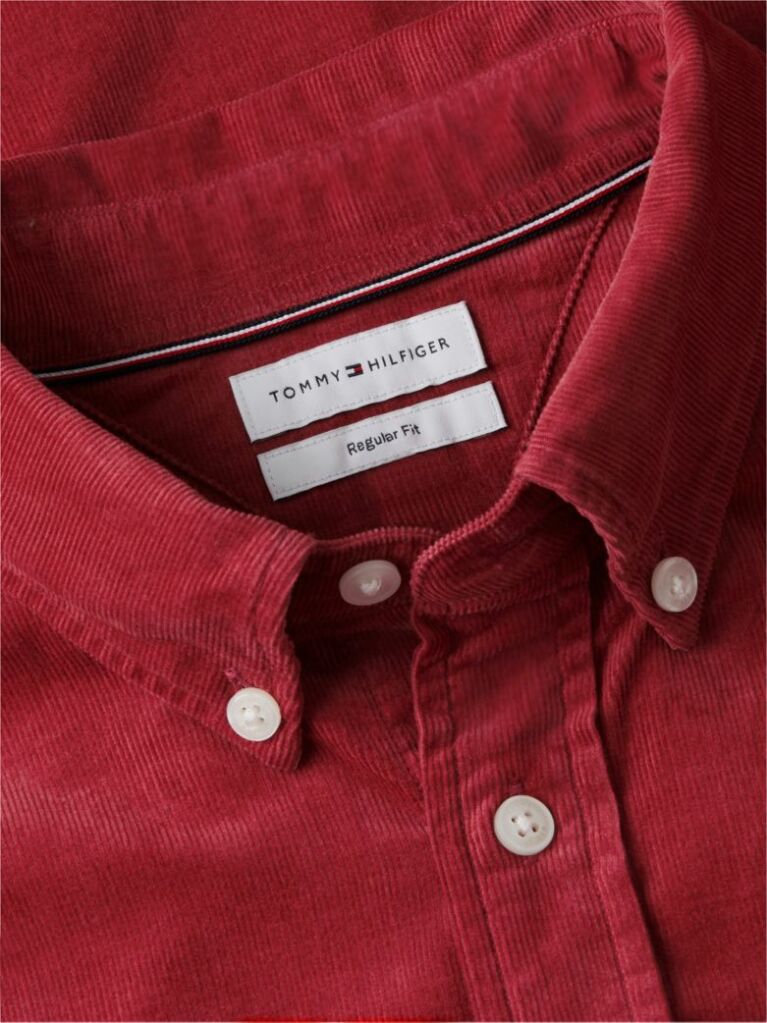 Rosu Camasa Regular Corduroy Cu Broderie Flag  Barbati