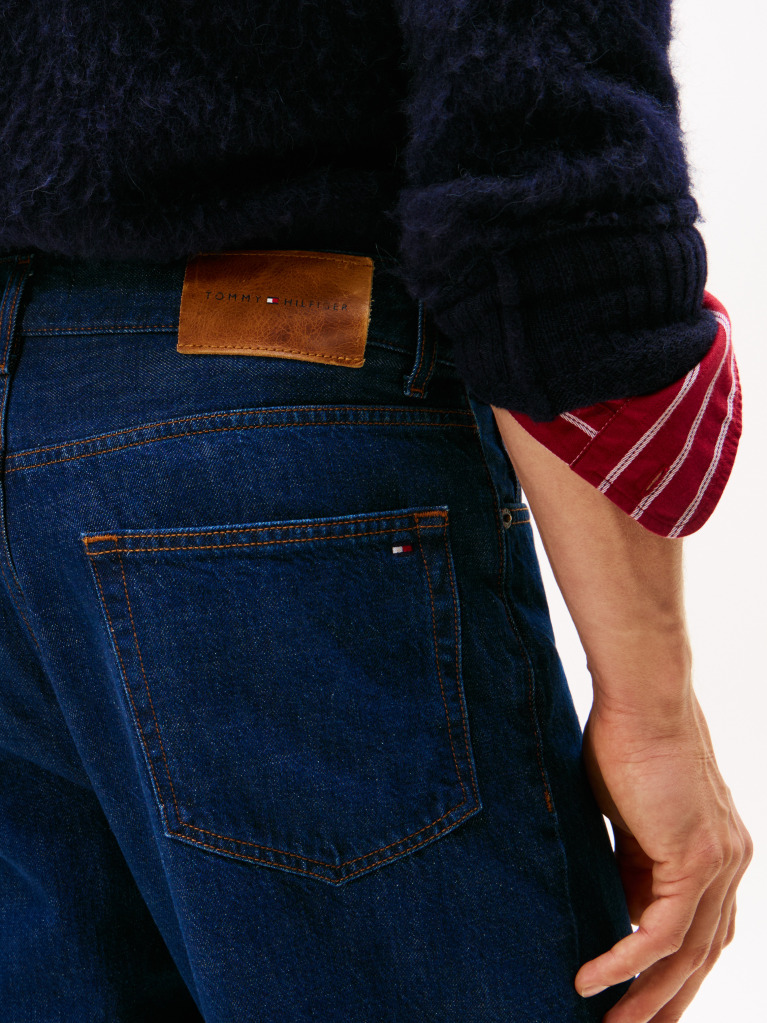 Blue Relaxed Straight Leg Jeans  Men