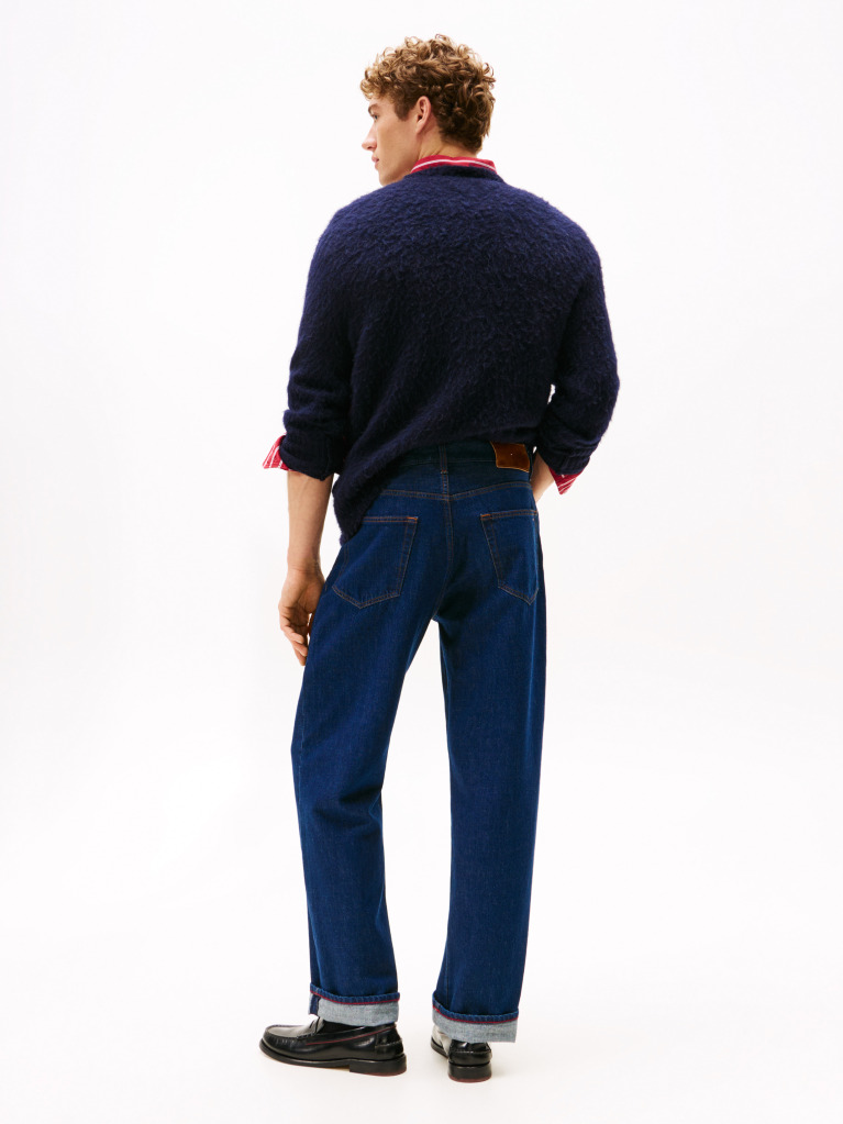 Blue Relaxed Straight Leg Jeans  Men