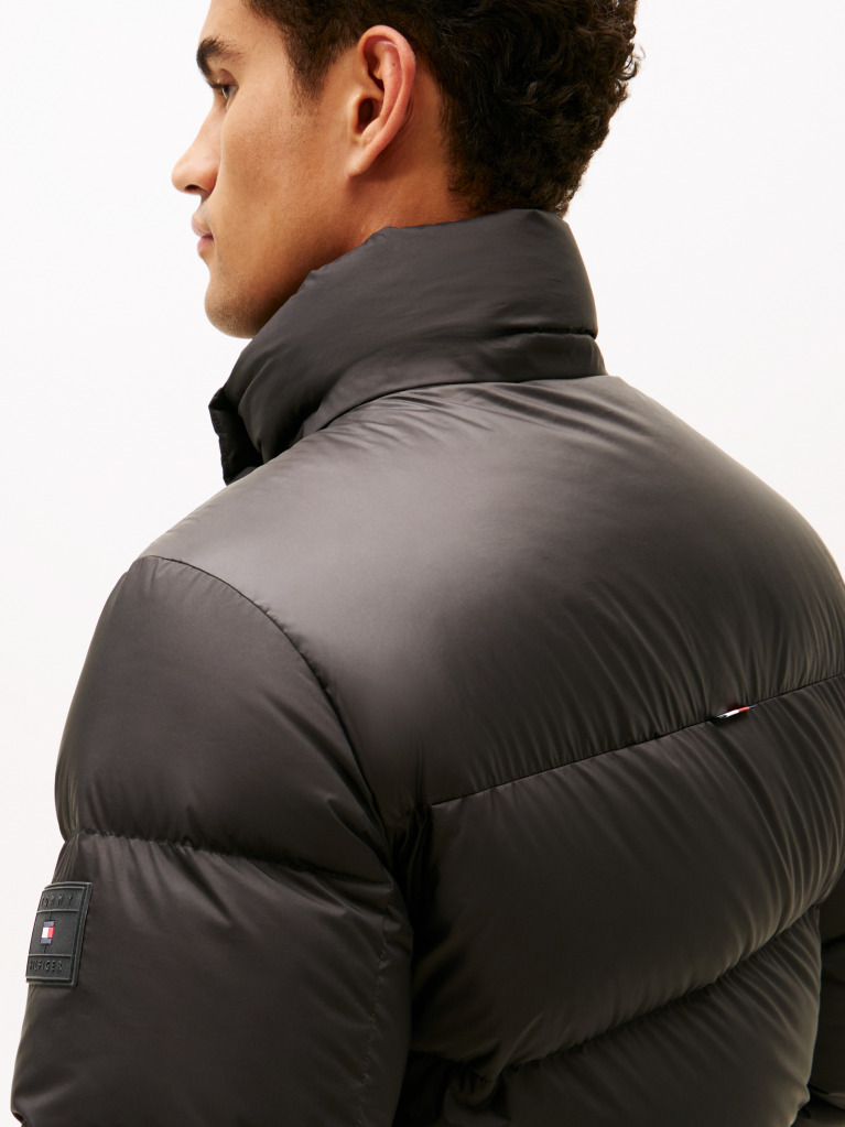 Negru Geaca Puffer Hidrofuga Umpluta Cu Pene Si Gluga  Barbati