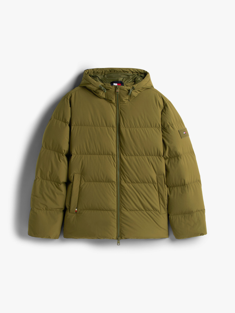 Verde Geaca Puffer Hidrofuga Umpluta Cu Pene Si Gluga  Barbati
