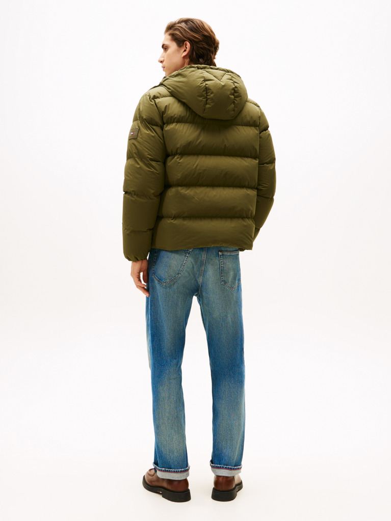 Verde Geaca Puffer Hidrofuga Umpluta Cu Pene Si Gluga  Barbati