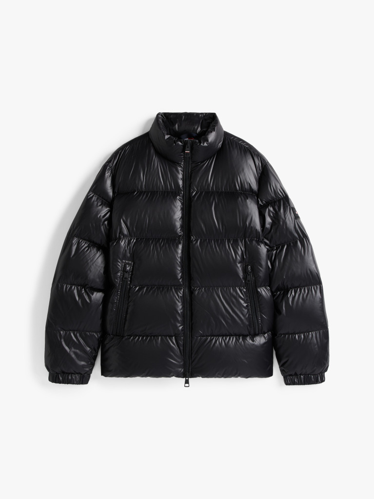 Black Shiny Water Repellent Down Puffer Jacket  Men