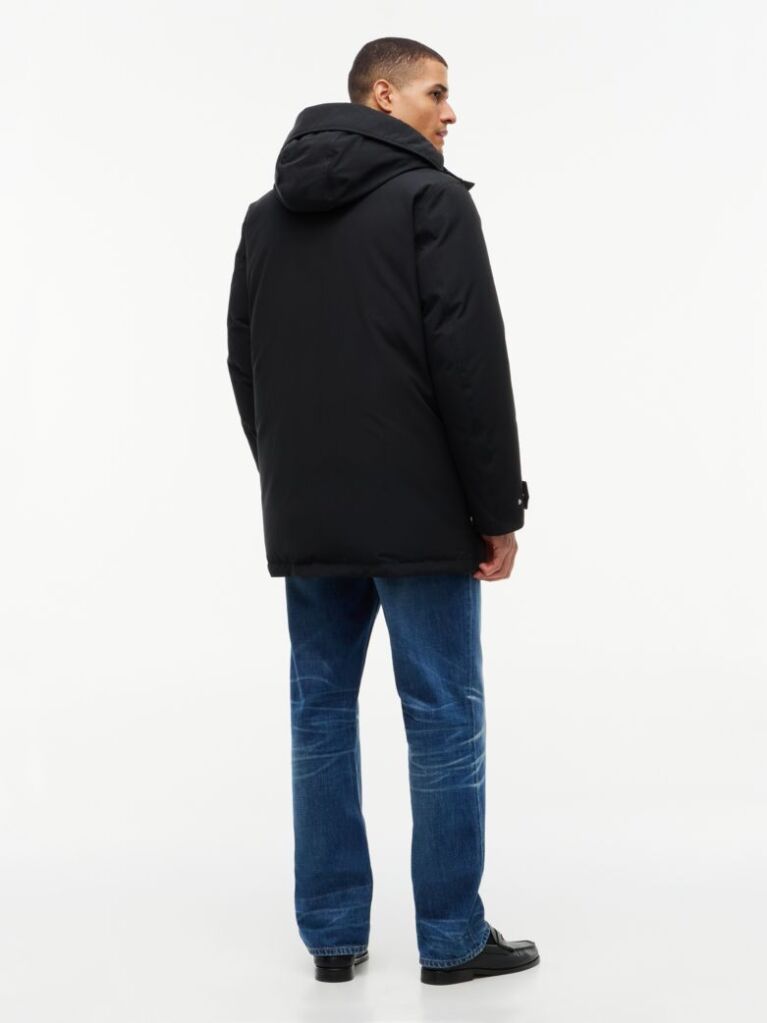 Black Water Repellent Down Hooded Rockie Parka  Men