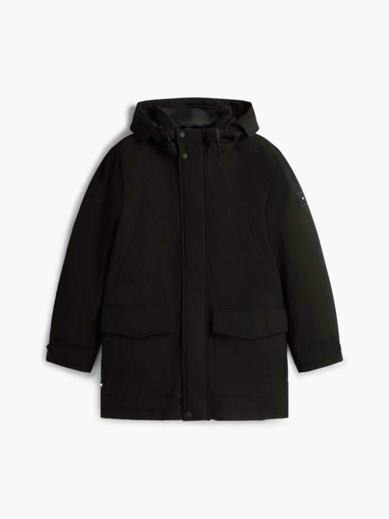 Black Water Repellent Down Hooded Rockie Parka  Men