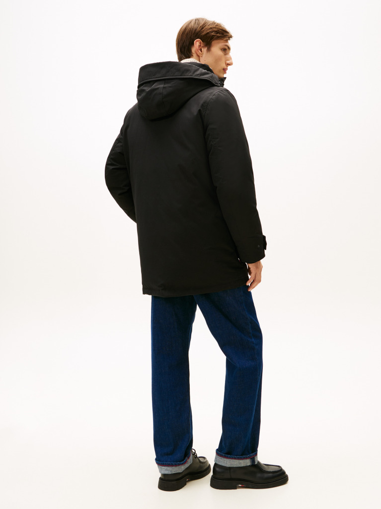 Black Water Repellent Down Hooded Rockie Parka  Men