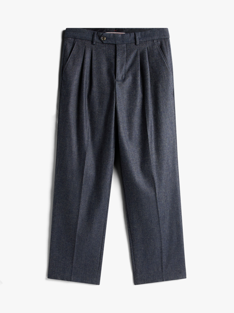 Blue Pantaloni Smart Casual Din Amestec De Lana  Barbati