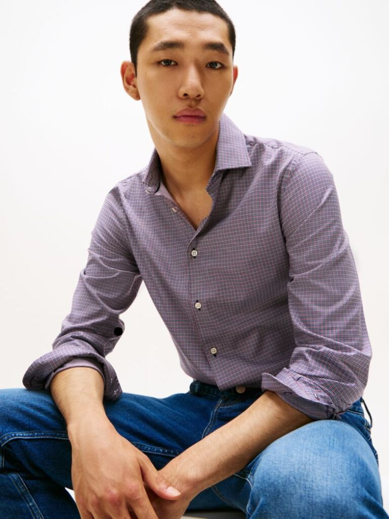 Multi Smart Casual Slim Fit Check Dobby Shirt  Men