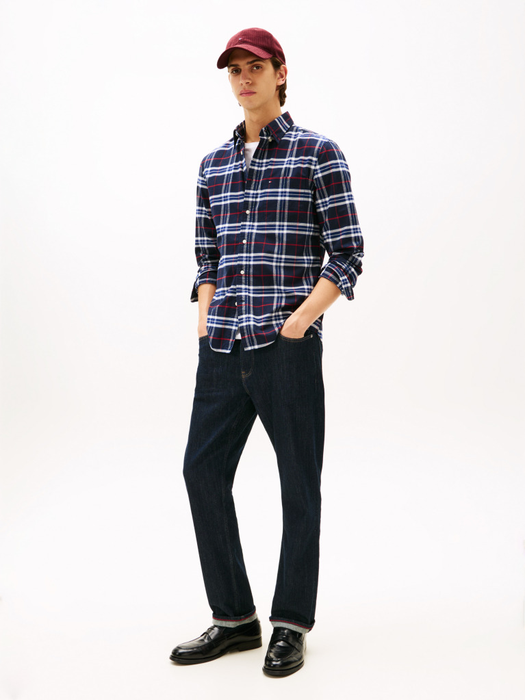 Multi Camasa Regular Fit Brushed Oxford Cu Model Check  Barbati