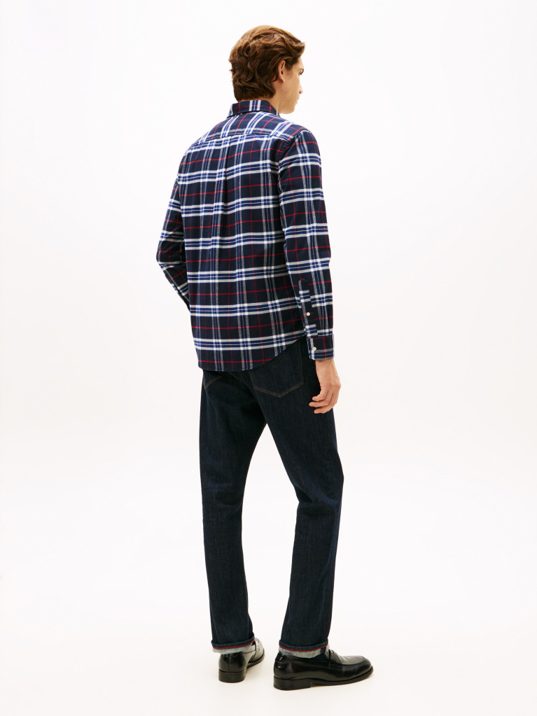Multi Camasa Regular Fit Brushed Oxford Cu Model Check  Barbati
