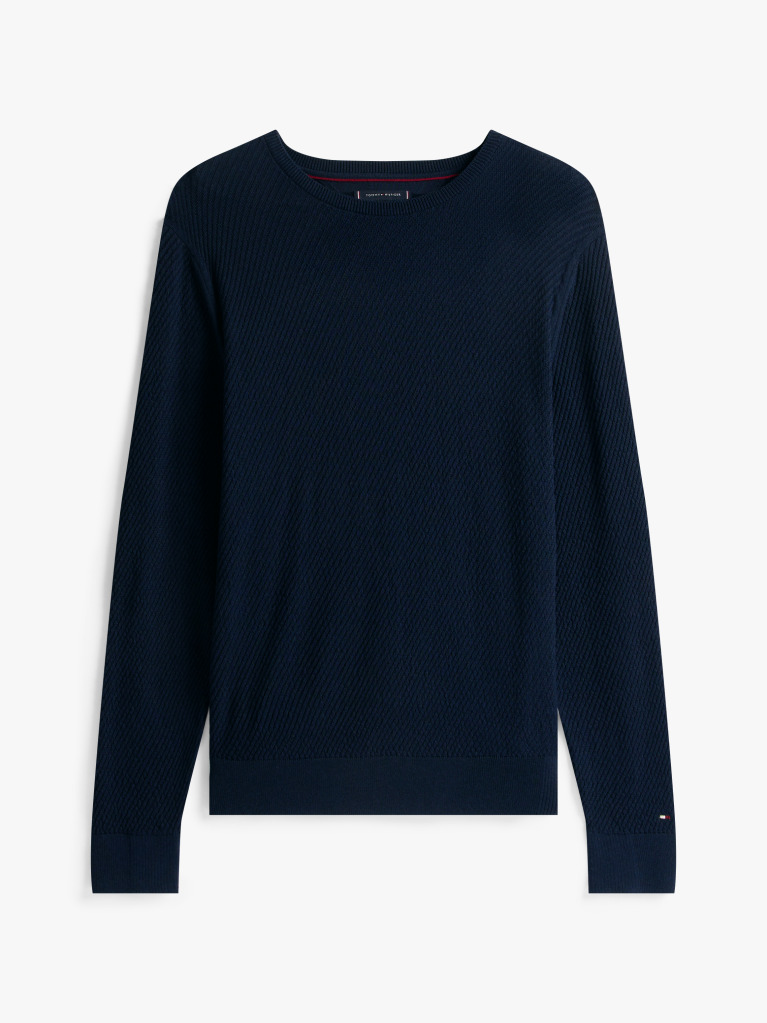 Blue Smart Casual Thermoregulating Rib-Knit Jumper  Men