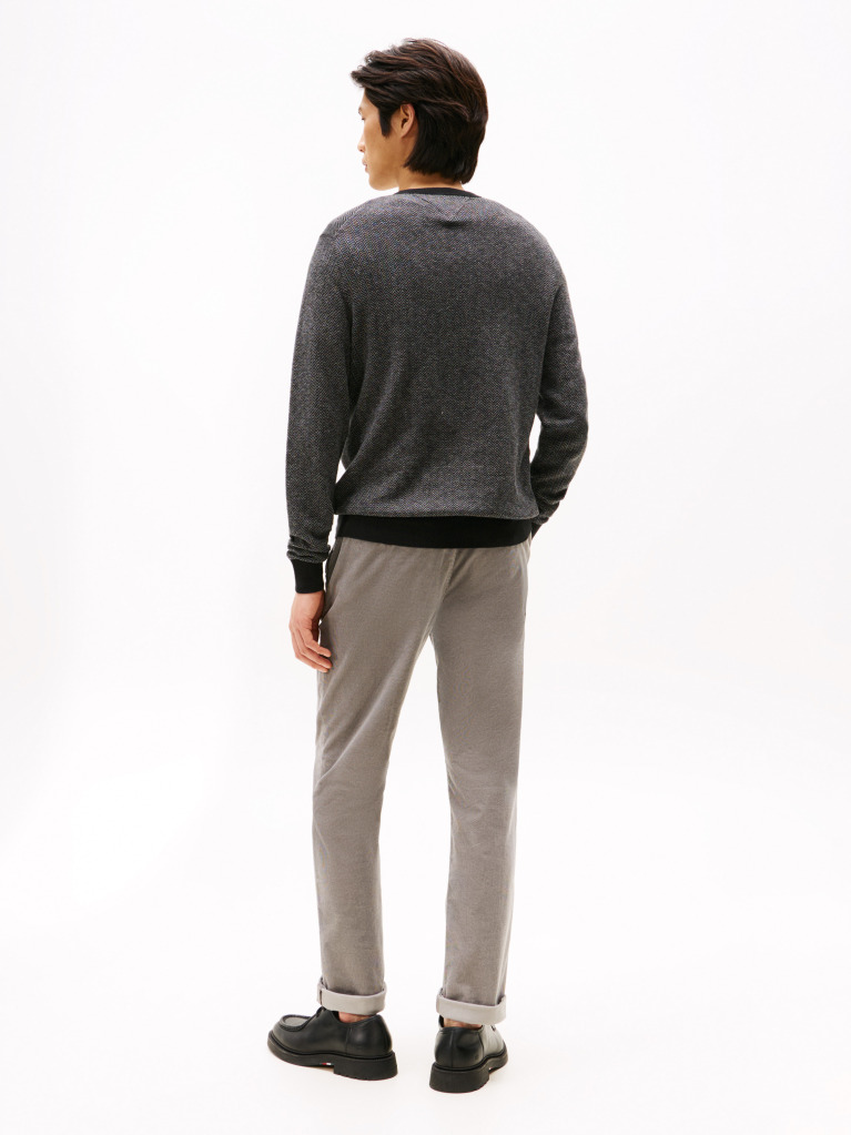 Gri Pulover Tricotat Herringbone Cu Casmir  Barbati