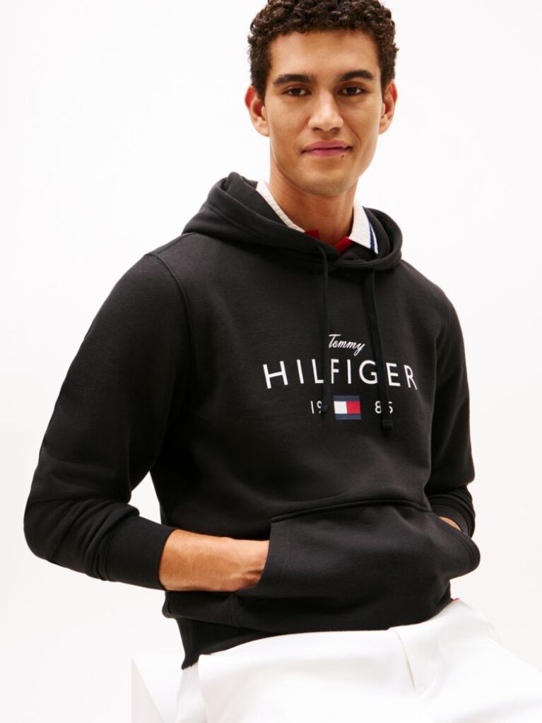 Negru Hanorac Fleece Cu Gluga Flex Cu Logo Grafic  Barbati