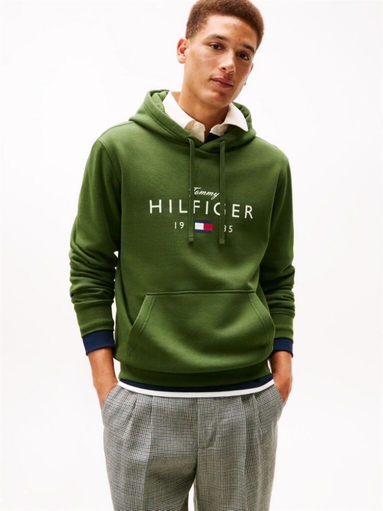 Verde Hanorac Fleece Cu Gluga Flex Cu Logo Grafic  Barbati