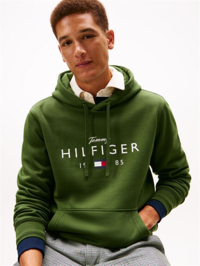 Verde Hanorac Fleece Cu Gluga Flex Cu Logo Grafic  Barbati