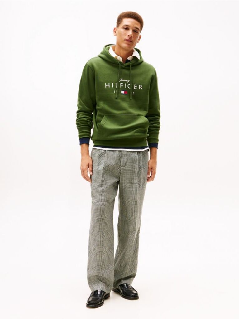 Verde Hanorac Fleece Cu Gluga Flex Cu Logo Grafic  Barbati