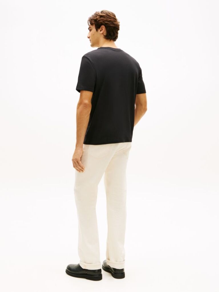 Negru T-Shirt Cu Guler Rotund Si Logo Grafic  Barbati