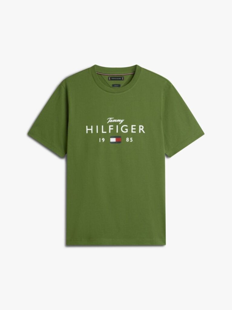 Verde T-Shirt Cu Guler Rotund Si Logo Grafic  Barbati