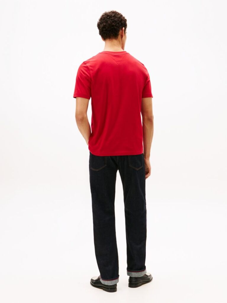 Rosu T-Shirt Cu Guler Rotund Si Logo Grafic  Barbati