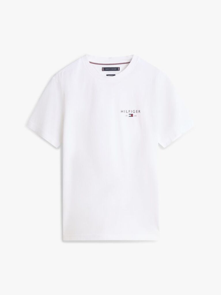 Alb T-Shirt Cu Croiala Regular Si Logo  Barbati