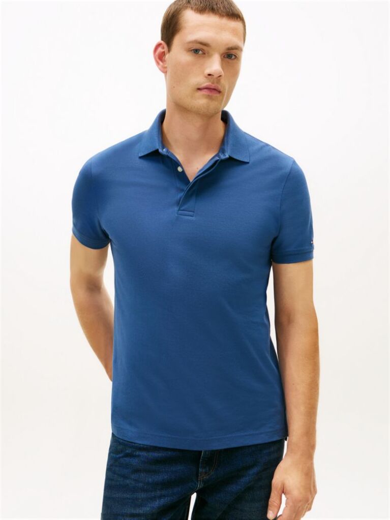 Blue Regular Fit Concealed Plaquet Polo Shirt  Men