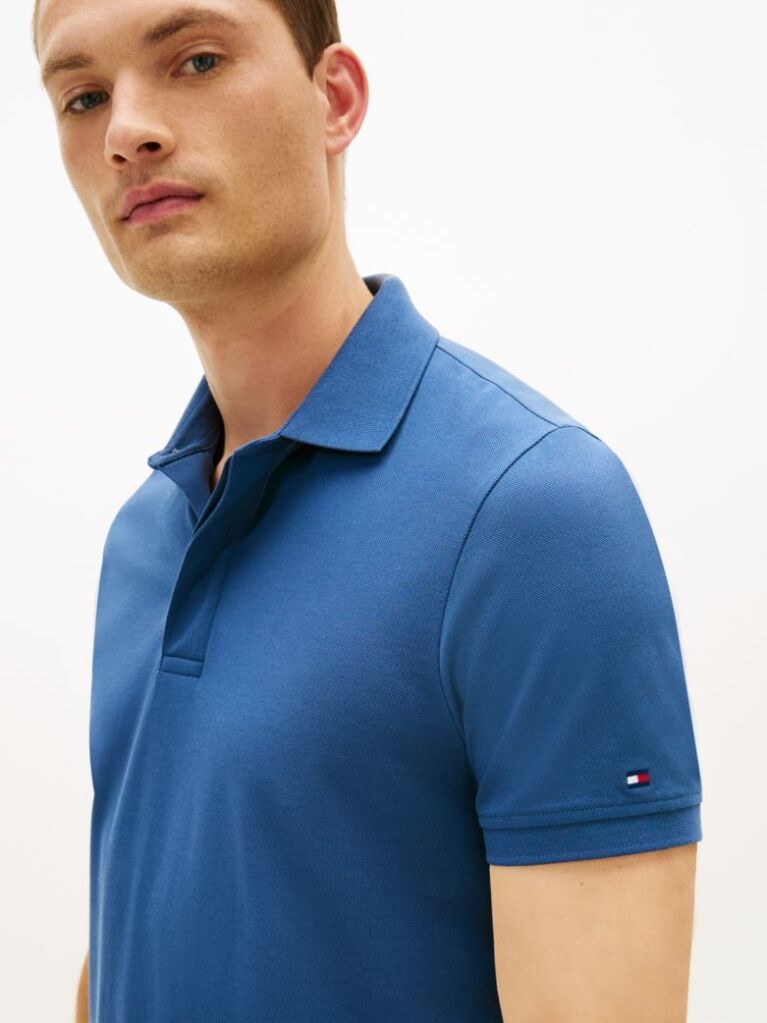 Blue Regular Fit Concealed Plaquet Polo Shirt  Men