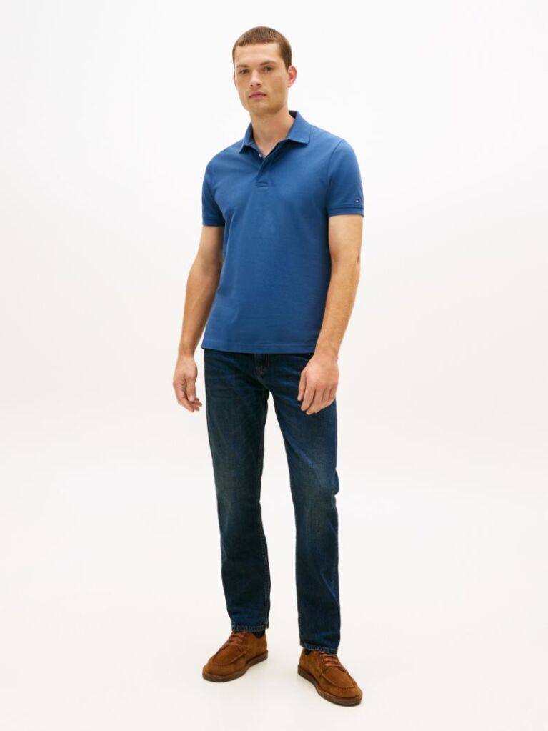 Blue Regular Fit Concealed Plaquet Polo Shirt  Men